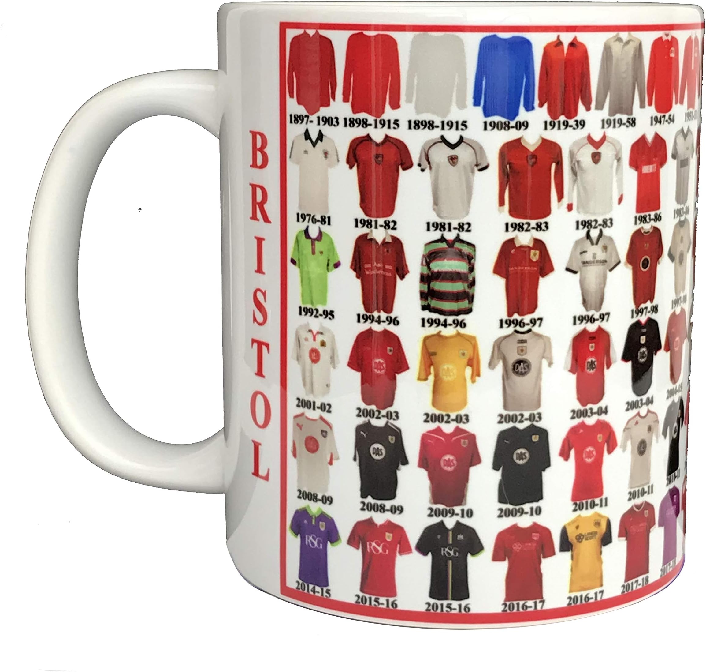 Bristol City Shirt History Mug - Ceramic Football Mug Through The Ages