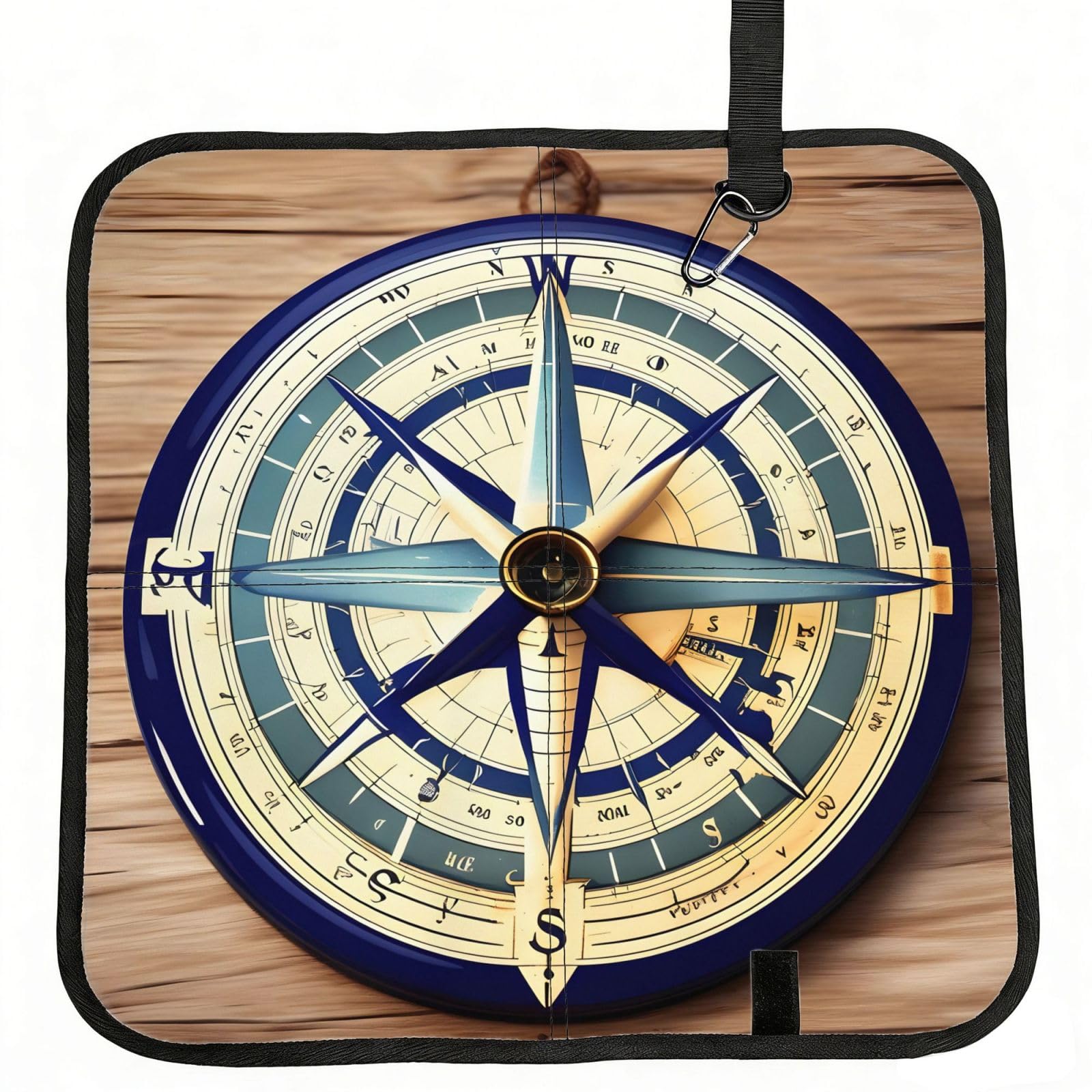 NImongt Maritime Sailboat Compass Print Portable Chair Pad Foldable Seat Cushion Outdoor Seating Office Picnic Camping