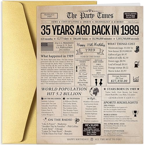 Miniatura 1 de Spercy Tarjeta retro grande de cumpleaños 35 para él y ella, tarjeta de regalo de cumpleaños 35 para mujeres y hombres, tarjeta de feliz cumpleaños