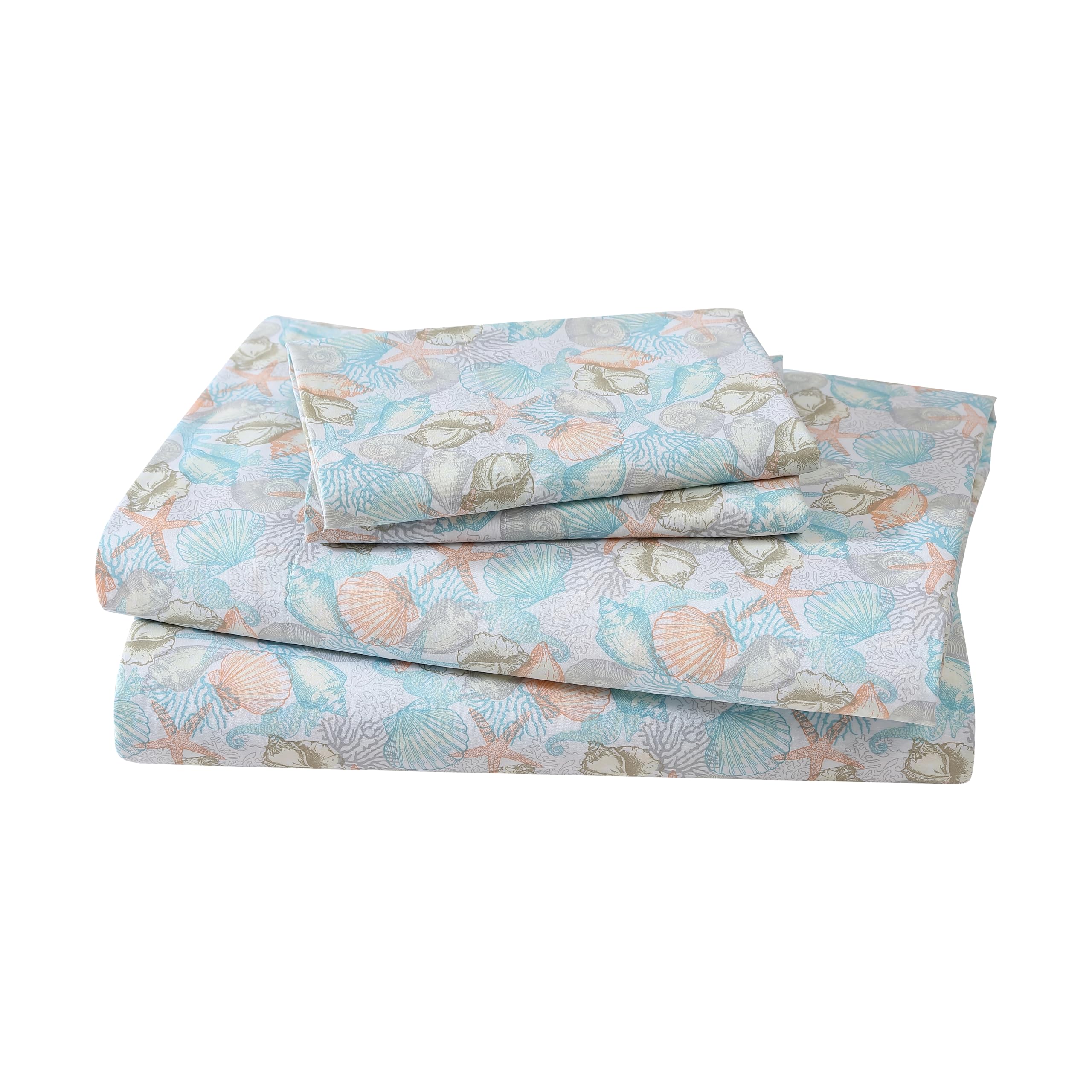 Elite Home Products Soft Hotel Coastal Microfiber Printed Sheet Set