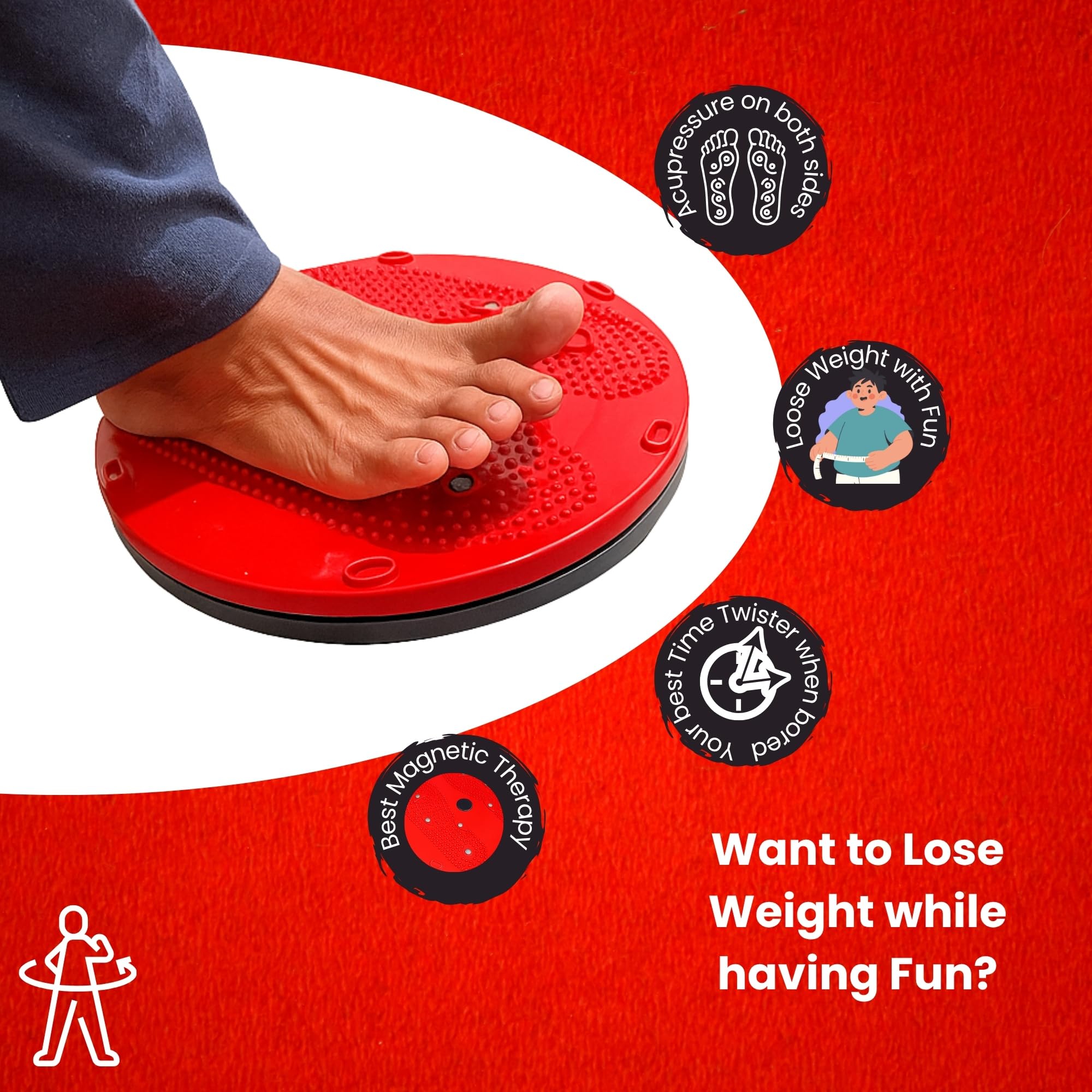 Tummy Twister for Belly fat & Abdominal Exercise Machine - BELLY FAT + ACUPRESSURE + Basic BALANCE + Strength + FUN Tummy Twister Boards, Ultimate Body fat cutters/Body Warmers 1