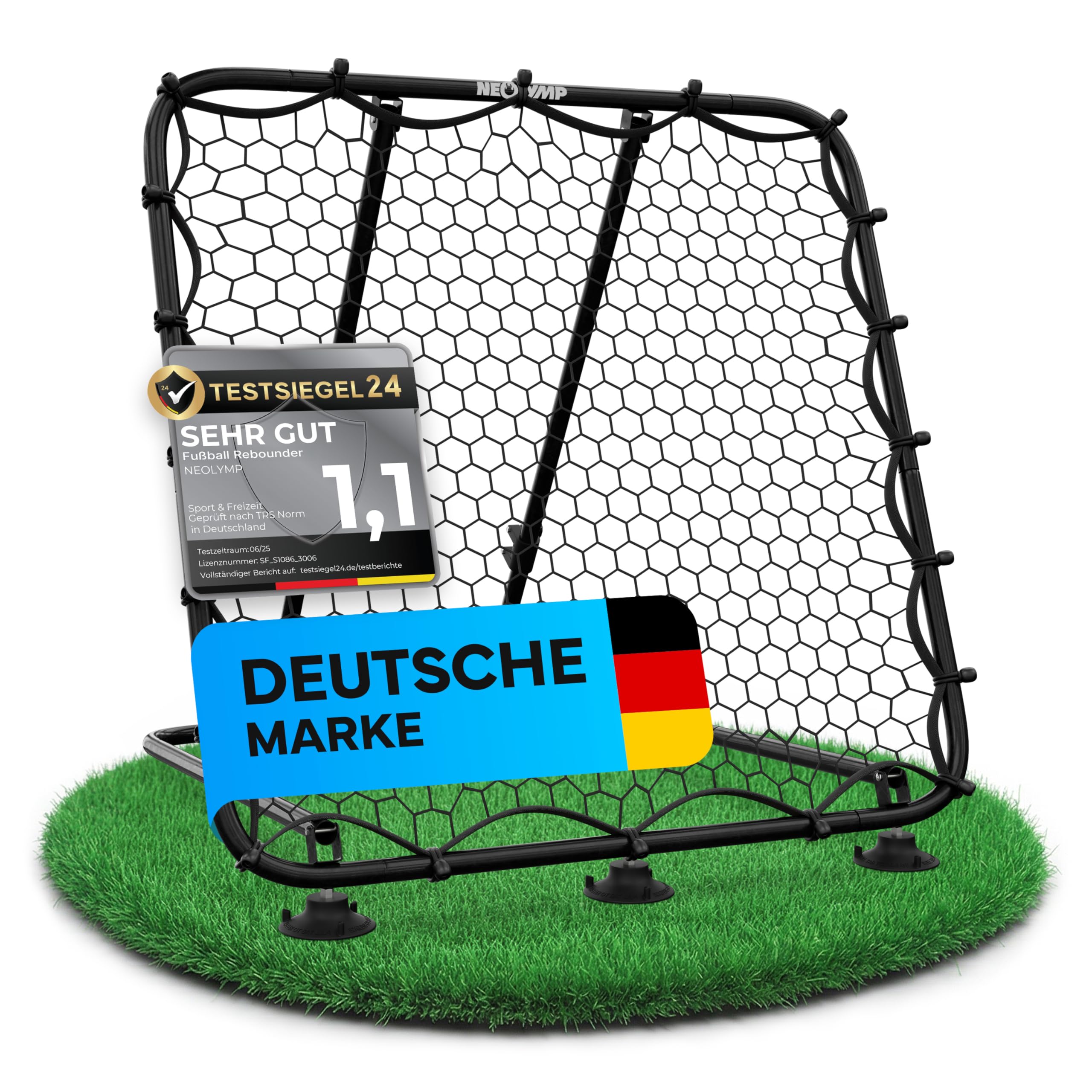 NEOLYMP Rebounder für Fußball – Stufenlos verstellbar für intensives Training, robuster Metallrahmen – Ideal für Kinder, Jugendliche & Vereine – Fußball Trainingszubehör für drinnen und draußen