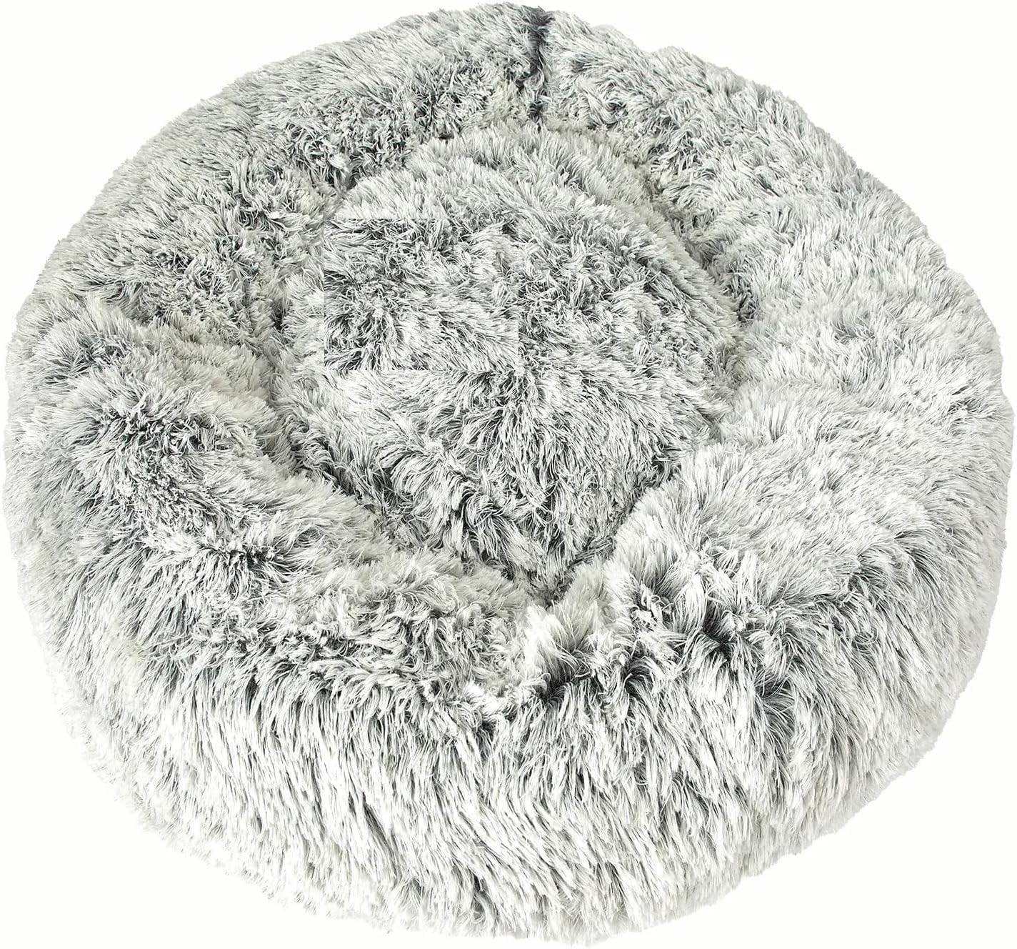 Dog and Cat Bed Super Plush Cuddler Round Soft Comfortably Stuffed Choose Size and Color (Medium/Large - Cream)