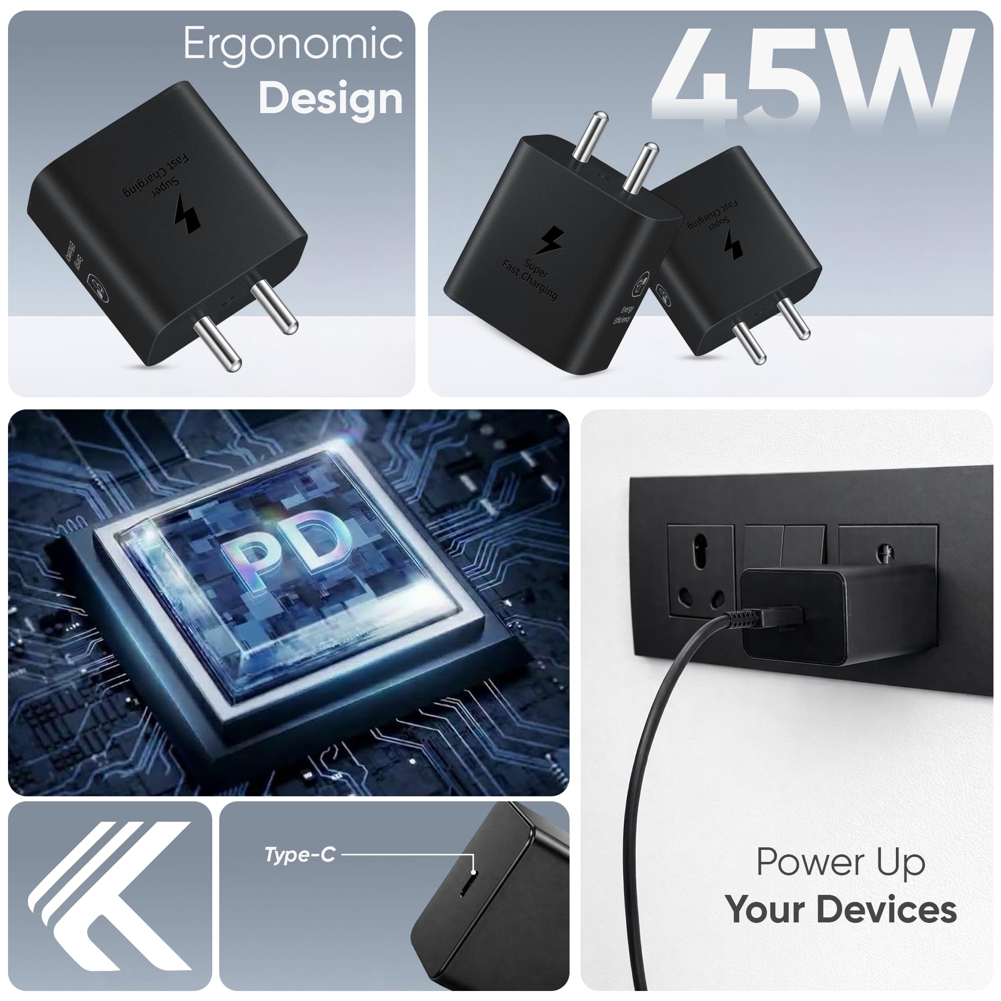 45W GaN Super Fast Charger Adapter [2Yrs Warranty] Compatible with Samsung Galaxy S/A/M/F/Z Series,S26/S25/S24/S23/S22/S21/Fe/Plus/Edge/Ultra/Flip/Fold & More,45w USB-C BIS Certified Wall Charger — Amazon image 4