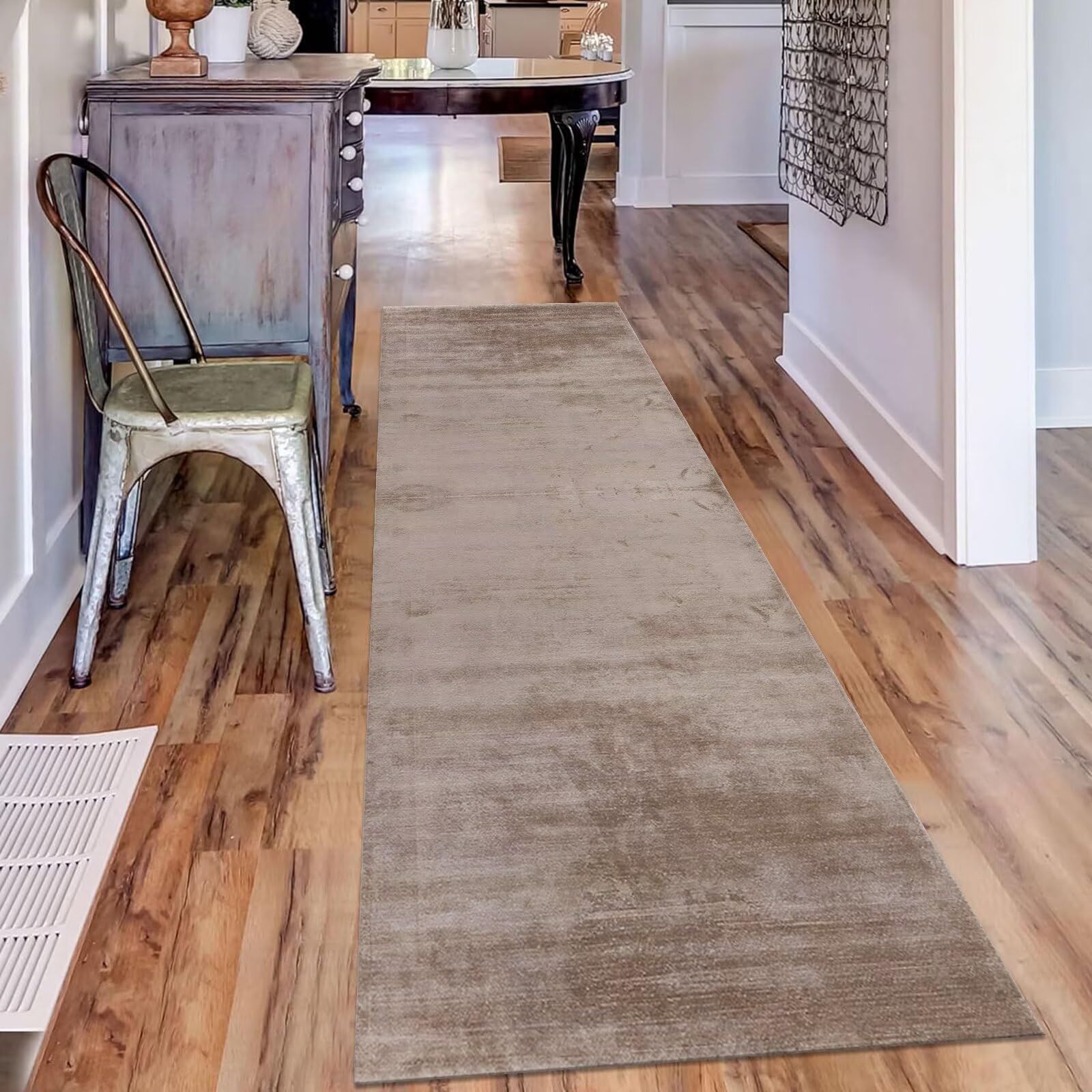 ZESEWU Tapis de Passage Tapis Cuisine Devant Evier Lavable Antiderapant 60X180CM Gris Clair