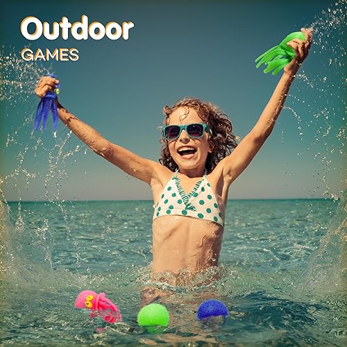 Miniatura 3 de 4E's Novelty Pelotas de agua de pulpo, paquete de 6, juguetes de piscina para niños, sensoriales, absorbentes, bolas de agua para salpicaduras,