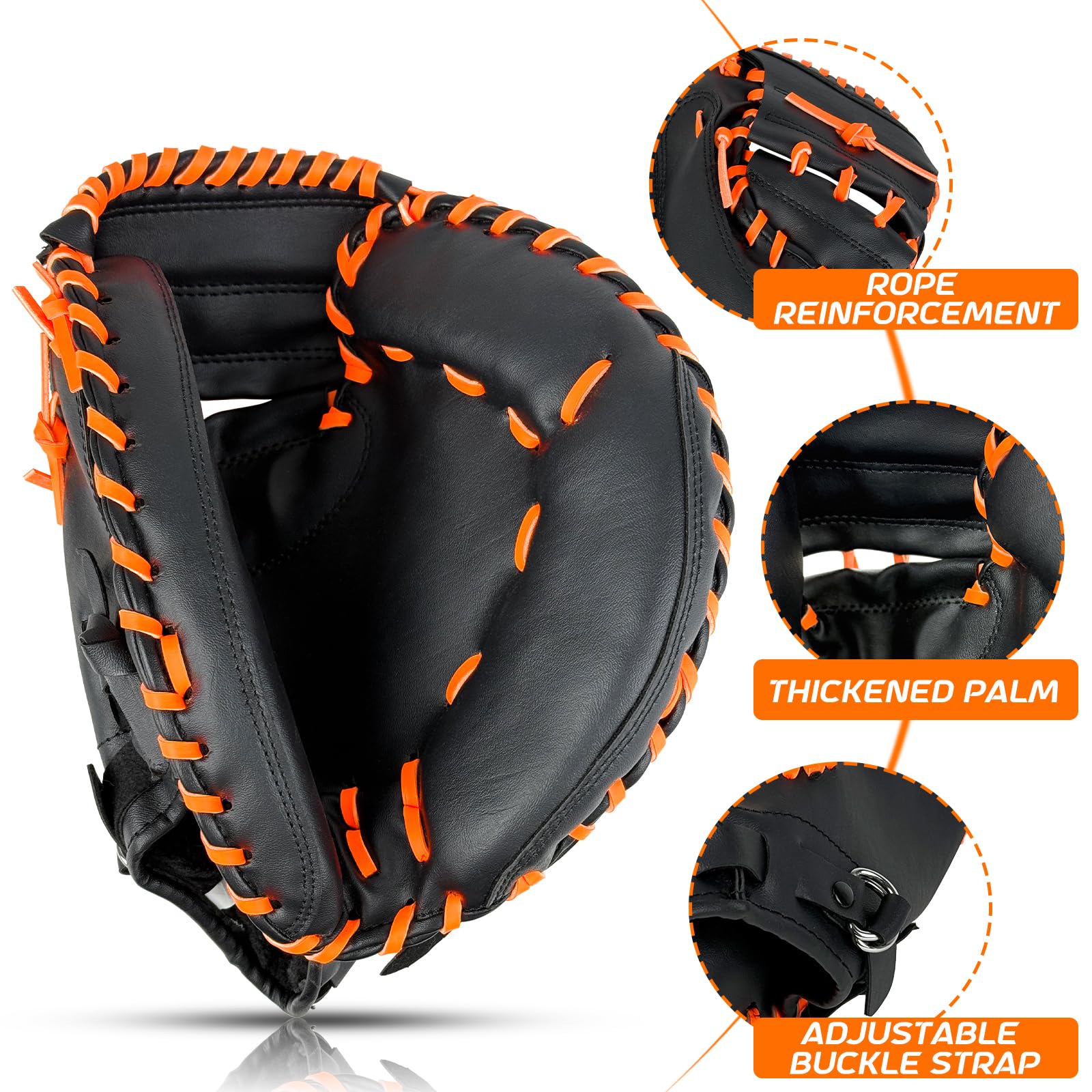 Guante de béisbol para receptor de 33 pulgadas, guante de béisbol, guante de receptor, guante de receptor para entrenamiento y juego, lanzamiento de mano derecha, tamaño adulto y juvenil