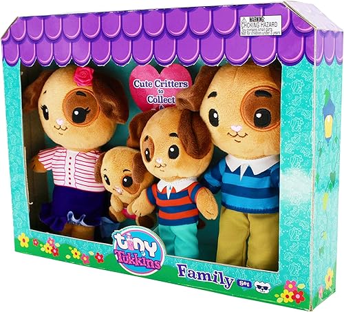 Miniatura 4 de Tiny Tukkins Familia de perros de peluche  4 animales de peluche  El paquete de animales de peluche para perros incluye mamá, papá y 2 bebés  Juego