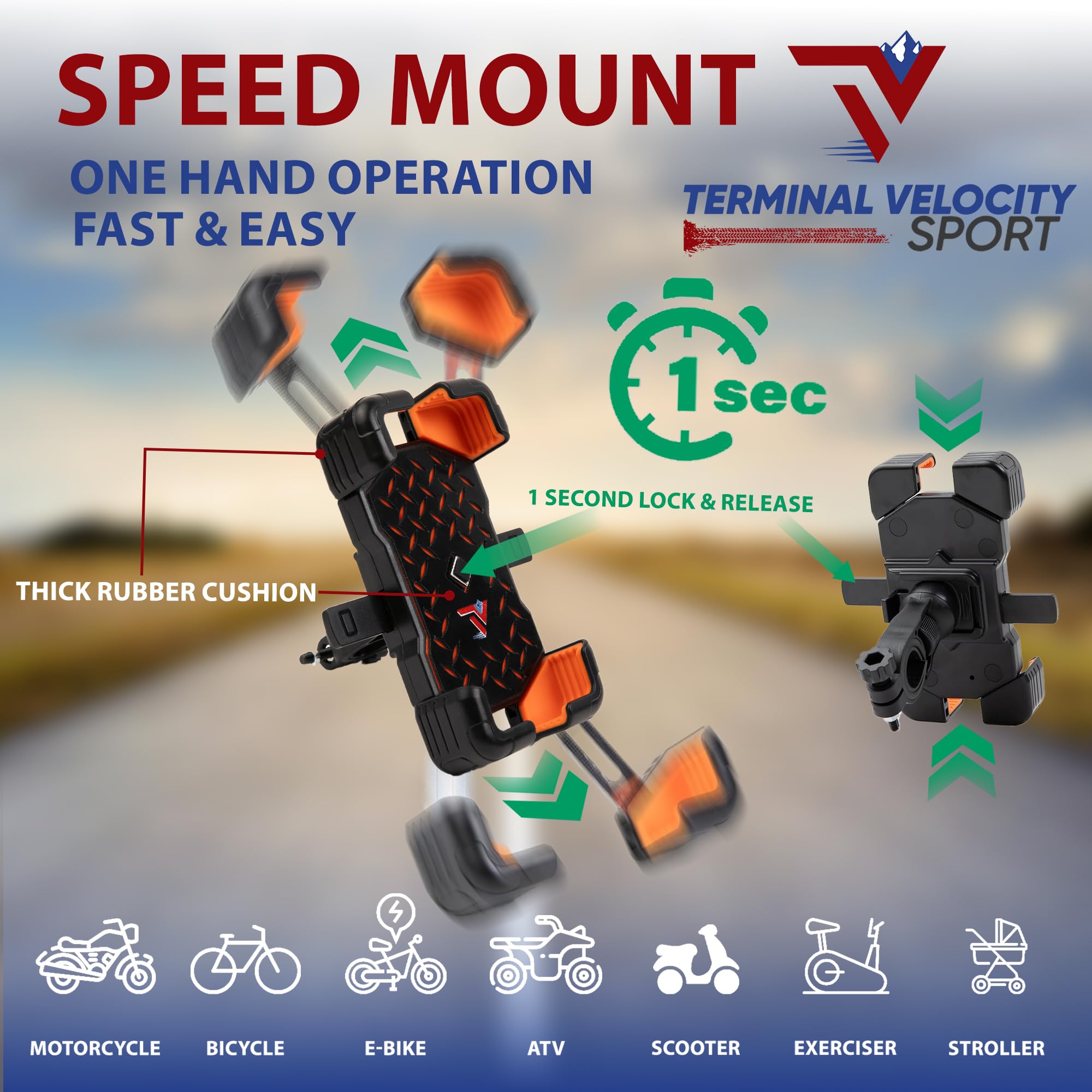 Soporte para teléfono de bicicleta/soporte de motocicleta de US TV Sport Accesorios de motocicleta/accesorios de bicicleta. Soporte para teléfono celular compatible con Harley E Bike ATV ciclomotor