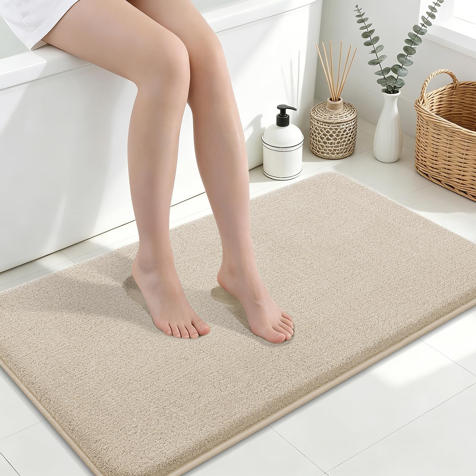 Smiry Smiry Memory Foam Bath Mat 40x24, Extra Soft Absorbent Bathroom Rugs