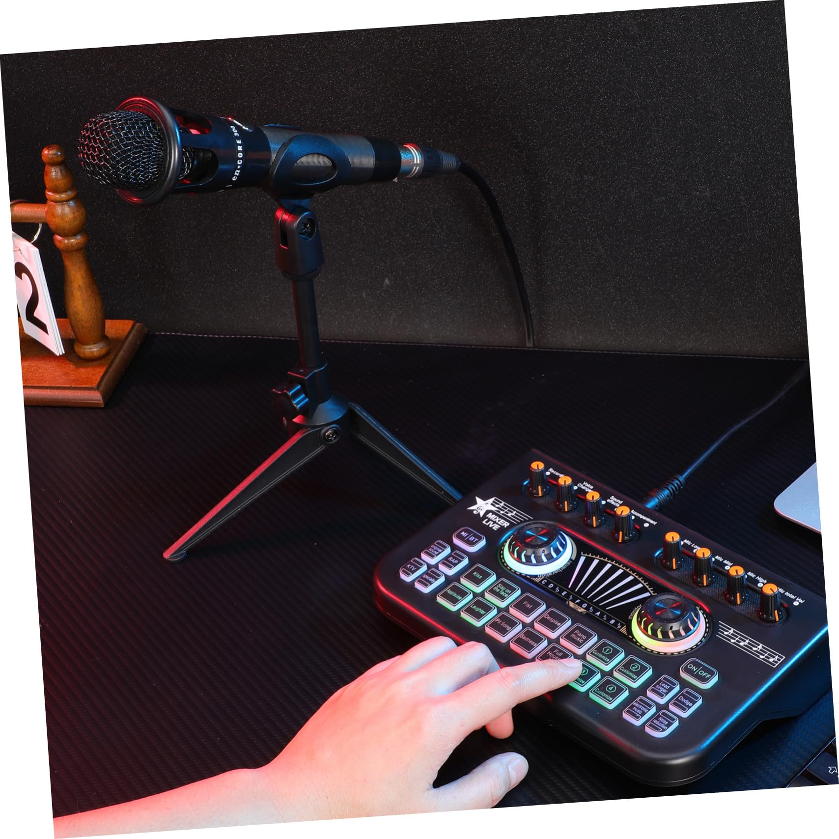 E300 Doppelmikrofon X3 Audiomixer Satz für Podcast und Dj | Schwarz, Metall Kunststoff, 1 Satz, für Streaming und Einsteiger, mit Stimmverzerrer