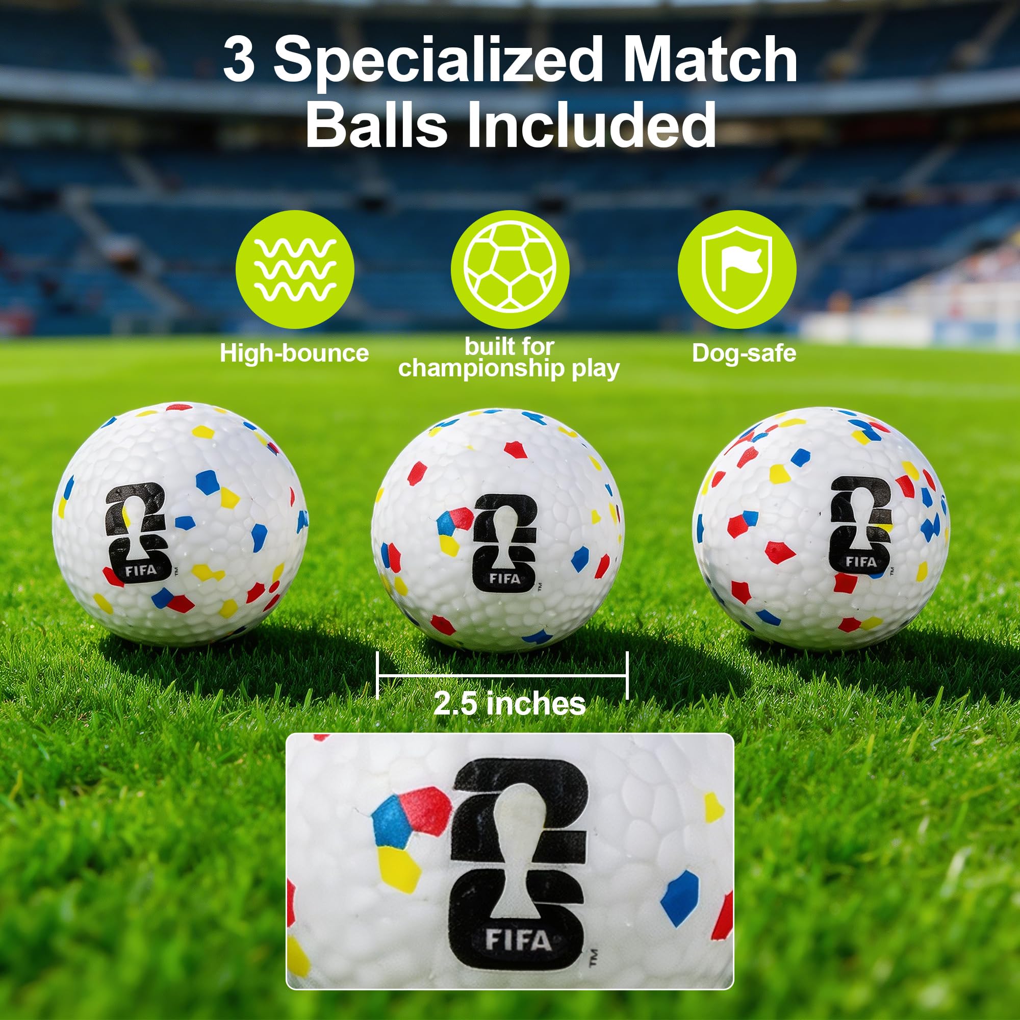 Edición oficial de la Copa Mundial de la FIFA 2026, lanzador automático de pelotas para perros con 3 pelotas de fútbol de goma, máquina lanzadora de pelotas, juguete interactivo para perros para