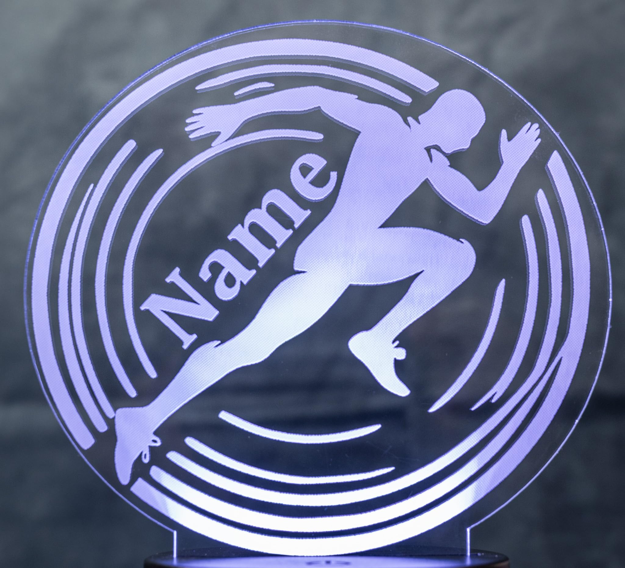 Läufer Lampe personalisiert – LED Nachtlicht mit Name | Sprint Geschenk Leichtathletik Deko | Running Light für Kinderzimmer, Schlafzimmer & Sportler