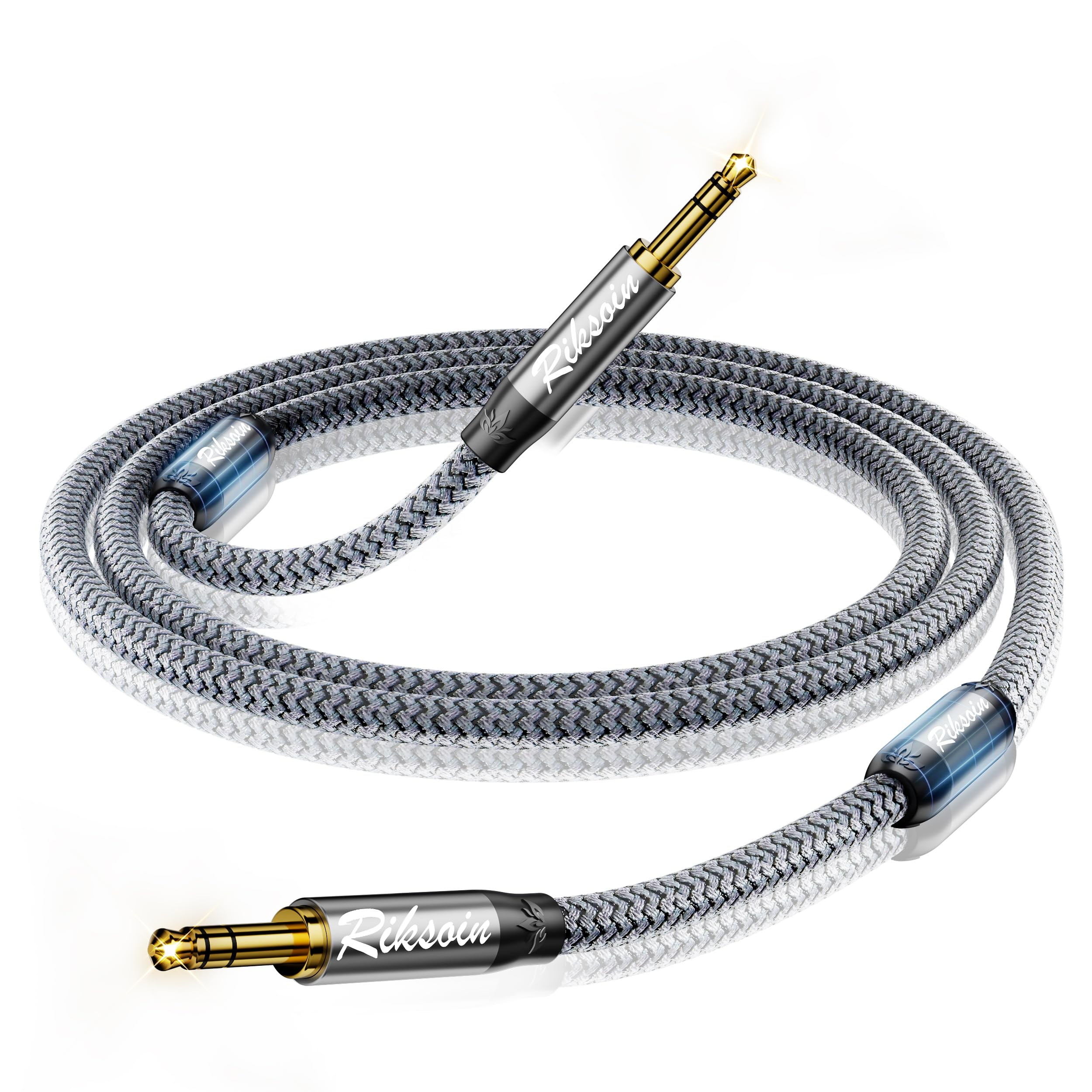 Aux Cable,4FT 3.5mm Aux Cord Short Male to Male with Magnetic Ring Supports[ Hi-Fi,Shielded 1.2M] 1/8 Inch Braided Audio Cable for Headphone Jack, Auxiliary Cord for iPhone, Home/Car Stereo, Speake