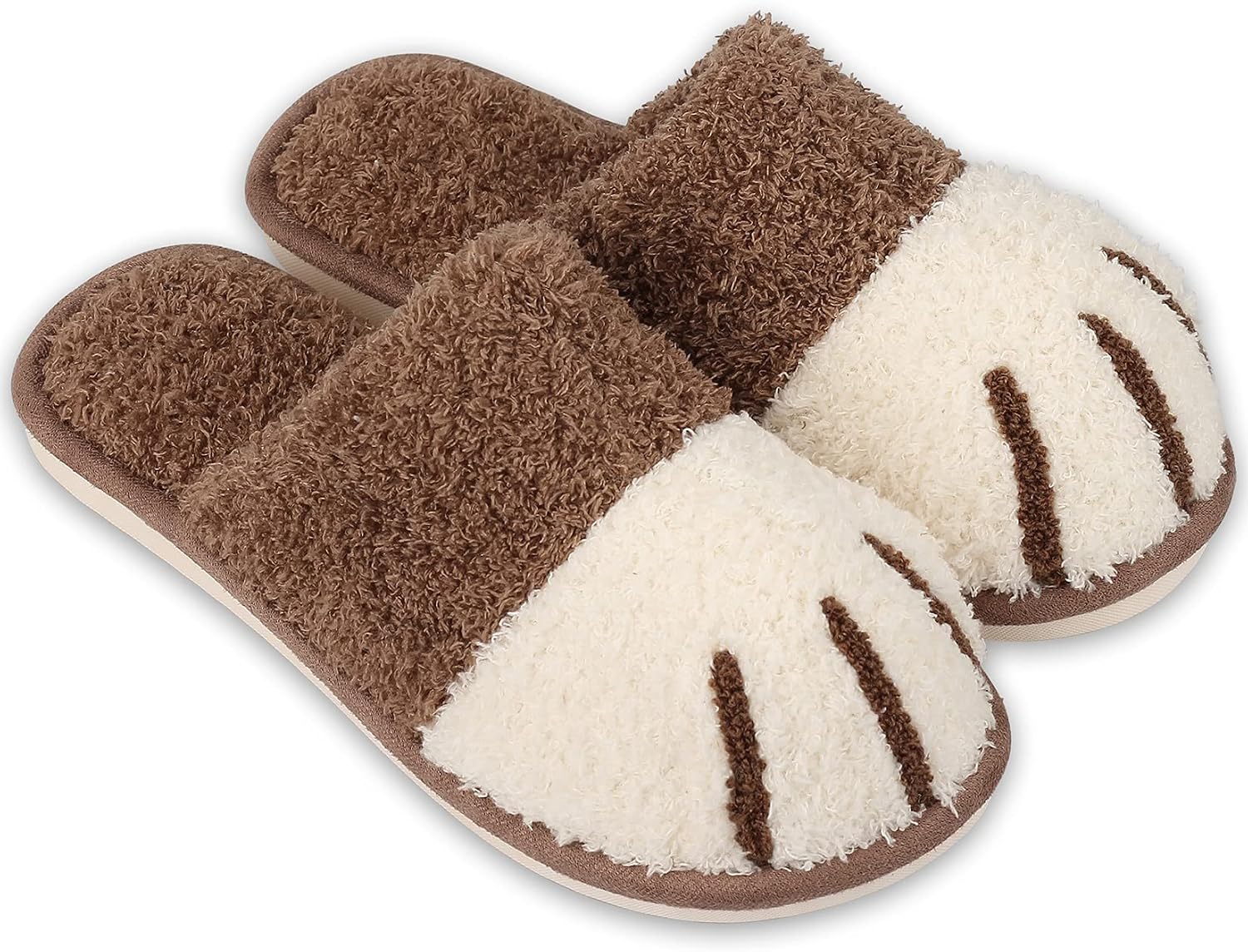 Jugaogao House Slippers for Women, Cute Cat Paw Animal Fluffy Fuzzy Slippers Shoes with Memory Foam for Women Indoor Home Using