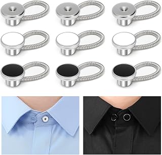 9 PCS Shirt Collar Button Extenders, Comfortable Neck Button Extender for Mens Dress Shirts, Instant Tie Collar Expansion