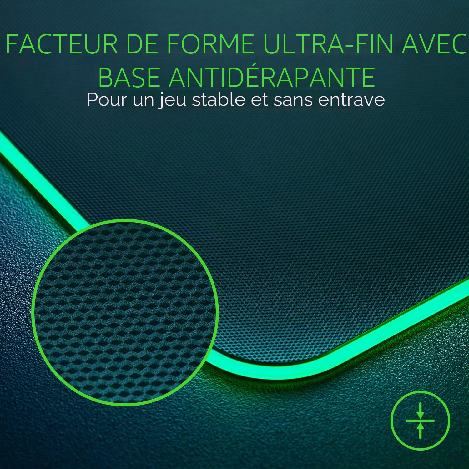 Razer Firefly V2 - Tapis de Souris de Jeu avec Surface microtexturée et éclairage Chroma RGB (Support de câble, éclairage périphérique des Bords, antidérapant) Noir