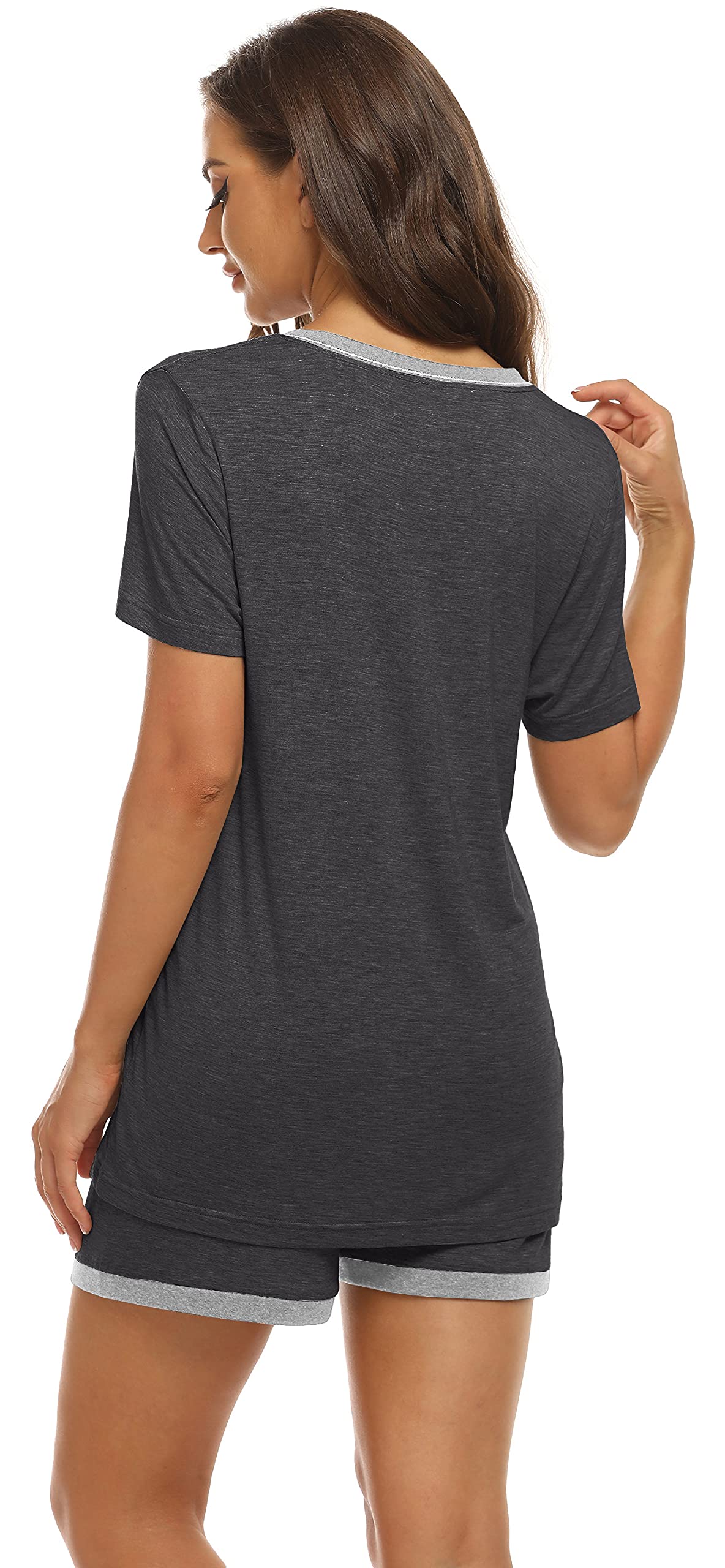 MoFiz Pijamas Mujer Verano Suave Conjunto de Pijama Corto Ropa de Dormir 2 Piezas Shorts y Camiseta