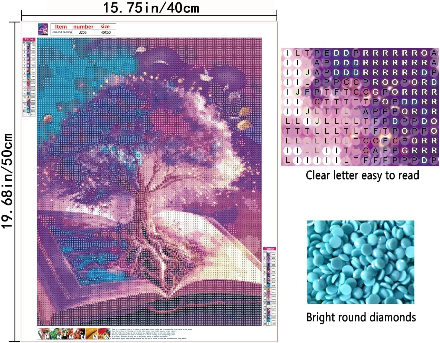 Kit Pittura A Diamante 5D - Albero Magico, 40x30 Cm | Con Diamanti, Penna E Vassoio | Per Adulti E Bambini - Foto 5