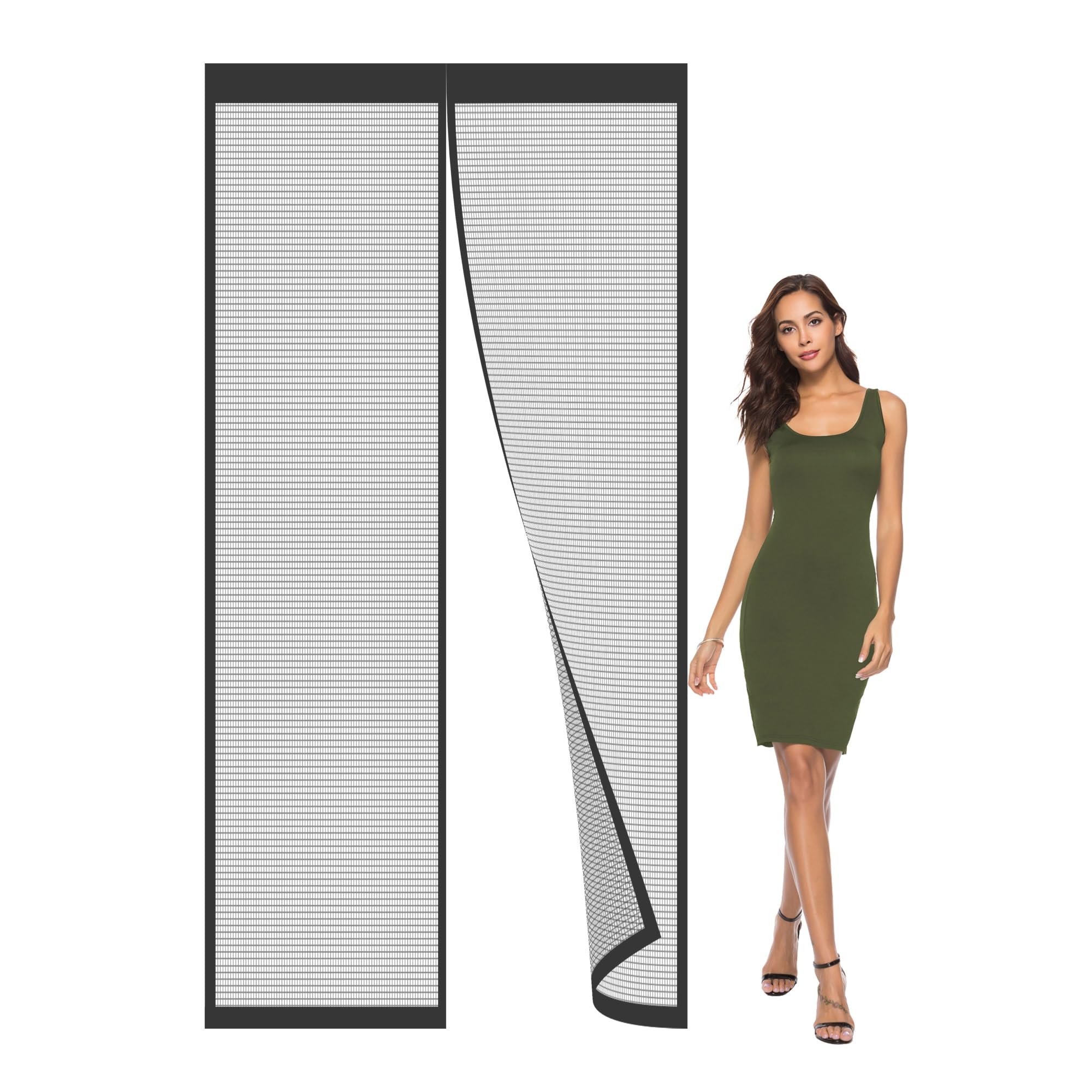 Ldqbf Black Magnetic Door 300X175cm Screen Door Magnetic Insect Screen High Density Curtain Fly Bug Mosquito Mesh Curtain