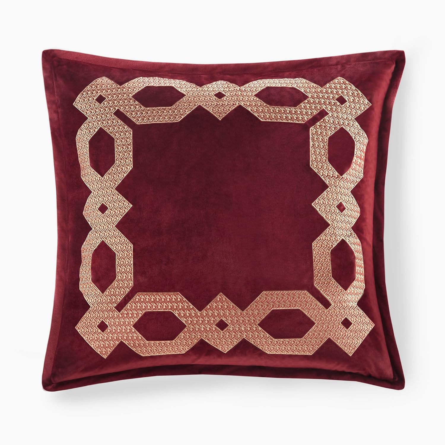 Croscill Classics Velvet Euro Sham, Regal Geometric Metallic Embroidery Design with Flange, Soft Velvet 26" x 26" Pillow Cover, Hidden Zipper Closure (Cushion NOT Included) Clermont, Navy 1 Piece
