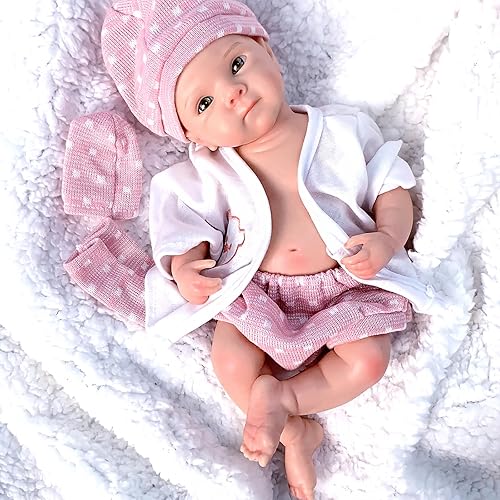 Muñeca de bebé Reborn de silicona de cuerpo completo de 13 pulgadas, no de vinilo, realista, con conjunto de ropa para niños