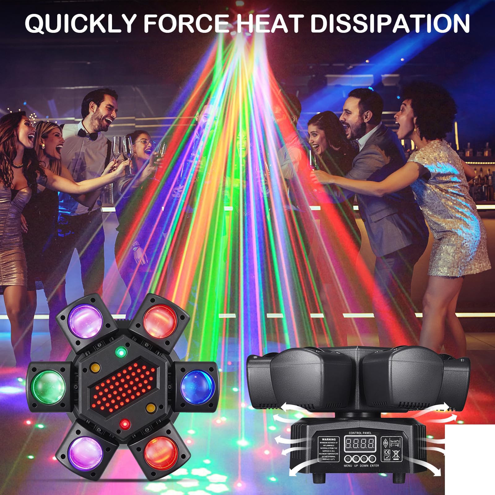 Lyre LED Faisceau Tête Mobile Lumière de Scène, RGB LED Disco Jeux de Lumiere avec Télécommande, DMX512 Luminaires à Tête Rotative pour Disco Bars Club Mariage Noël Jeux de Lumiere