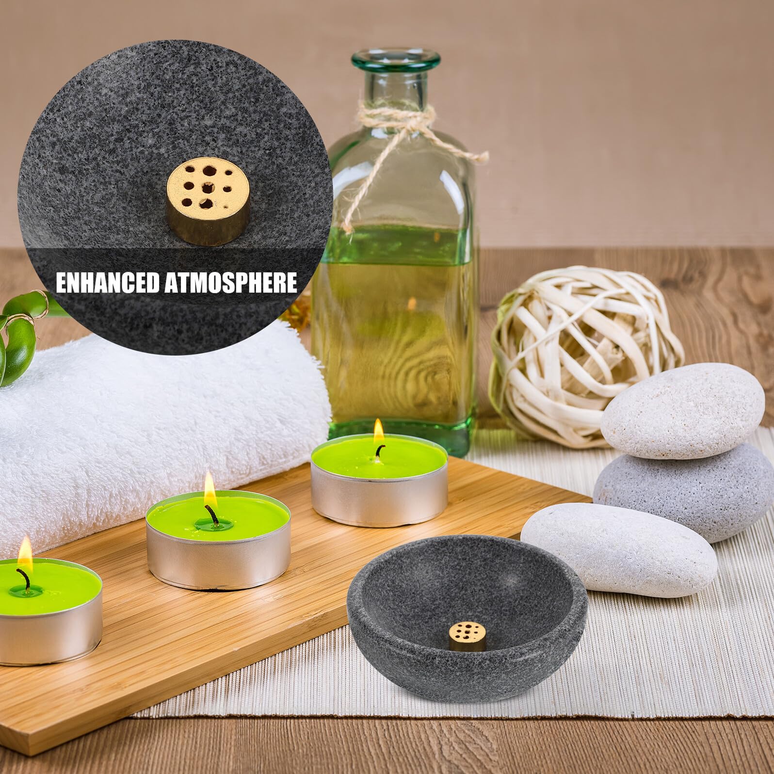 Dekorativer Räucherstäbchenhalter aus Natürlichem Marmor mit Stabiler Struktur und Messing für Meditation und Spa Dekoration