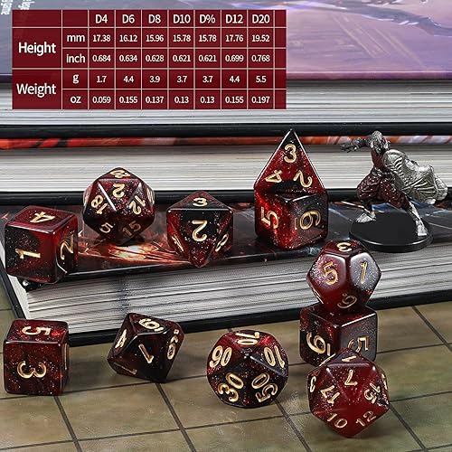 Vista 109 de CiaraQ Juego de dados poliédricos – Dados de juego de rol DND para juegos de mesa RPG de Calabozos y Dragones, multicolor, 70 piezas