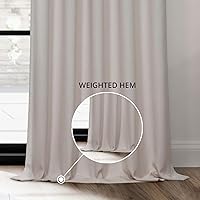 Vista 7 de HPD Half Price Drapes Cortinas de lino sintético para oscurecer la habitación de dormitorio de 96 pulgadas de largo (1 panel), cortinas plisadas