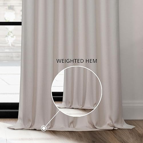 Miniatura 7 de HPD Half Price Drapes Cortinas de lino sintético para oscurecer la habitación de dormitorio de 96 pulgadas de largo (1 panel), cortinas plisadas