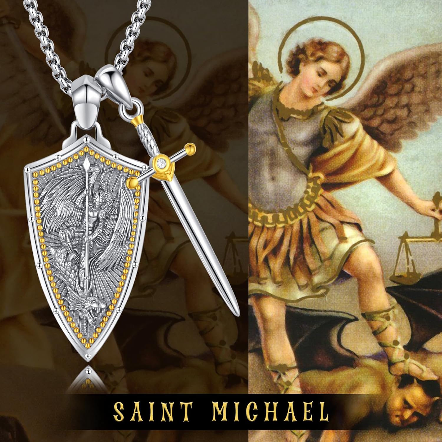 Religious Necklace for Men Saint Michael/Christopher/Judas/Benedict/Joseph/Jude Pendant Religious Jewelry Gifts for Talisman Amulet Christmas Birthday Anniversary - Image 8