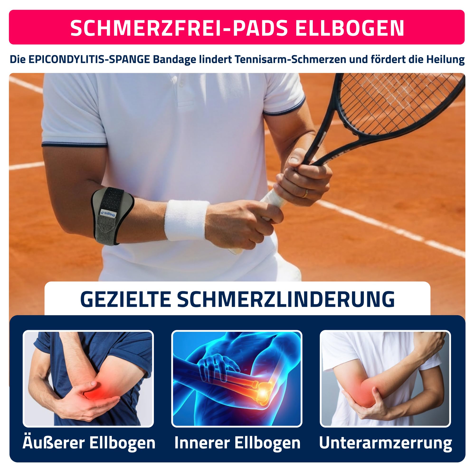 Seeger Medizinische Epicondylitis-Spange – Tennisellenbogen-Bandage für Golferarm & Schmerzen, Stützend & Entlastend | Für Herren & Damen, Rechts & Links, Perfekt für Kraftsport & Gym (Gr.4)