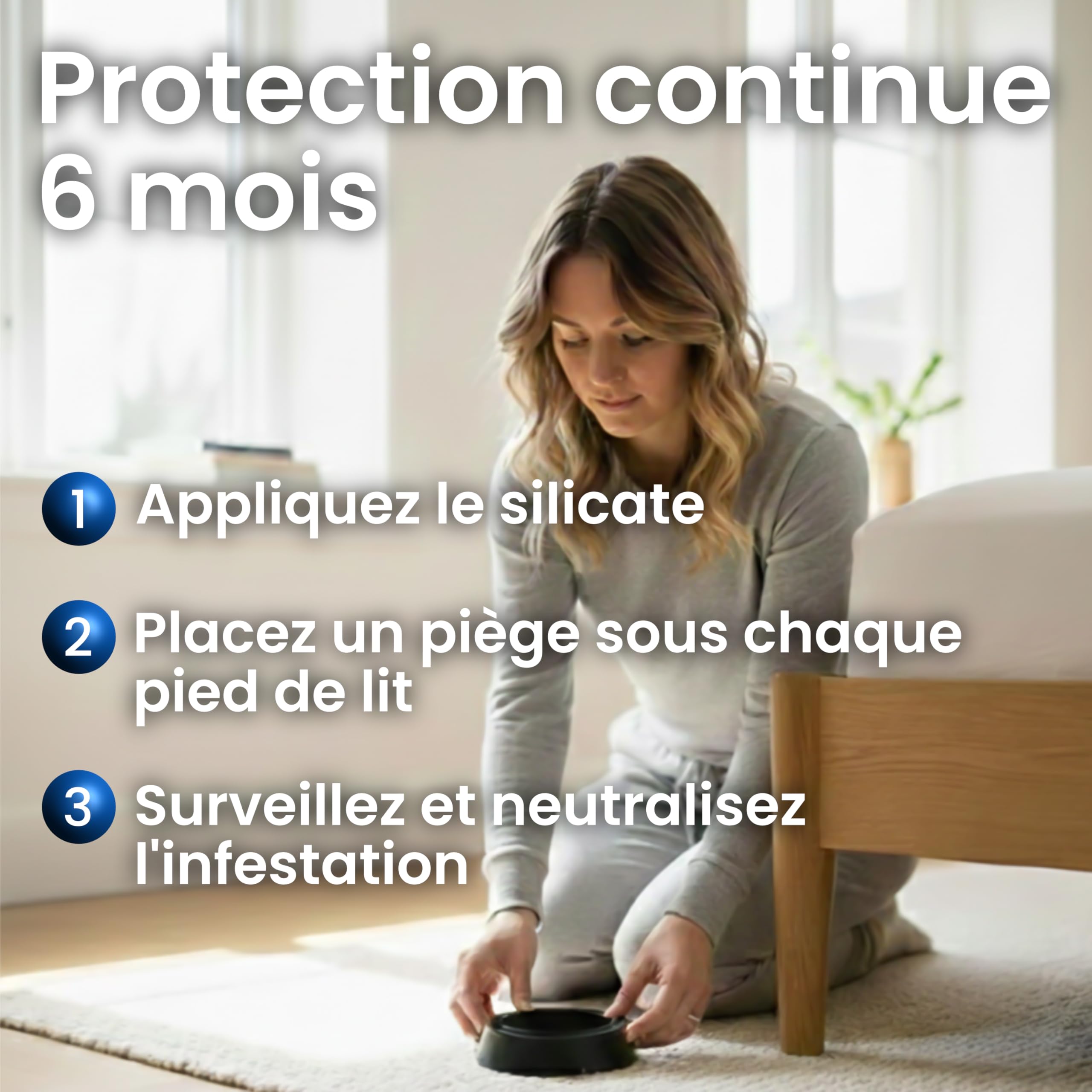 Piège Punaise de Lit Intercepteur OmniGuard Nidoan - Traitement Complet sans Insecticide, Applicateur et Silicate de Magnésium Inclus, 100% Réutilisable, Lot de 4