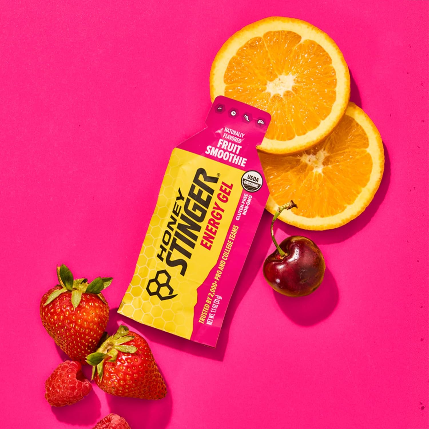 Honey Stinger Organic Fruit Smoothie Energy Gel, Gluten Free & Caffeine Free, for Exercise, Running and Performance, Sports Nutrition for Home & Gym, Pre and Mid Workout, 24 Pack, 26.4 Ounce 5 Honey Stinger Organic Fruit Smoothie Energy Gel, Gluten Free & Caffeine Free, for Exercise, Running and Performance, Sports Nutrition for Home & Gym, Pre and Mid Workout, 24 Pack, 26.4 Ounce