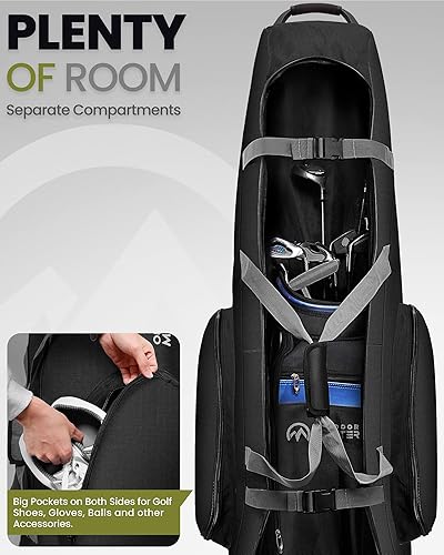 Miniatura 3 de OutdoorMaster Bolsa de viaje de golf acolchada con ruedas reforzadas, 900D Oxford resistente al desgaste e impermeable, funda de viaje de golf de