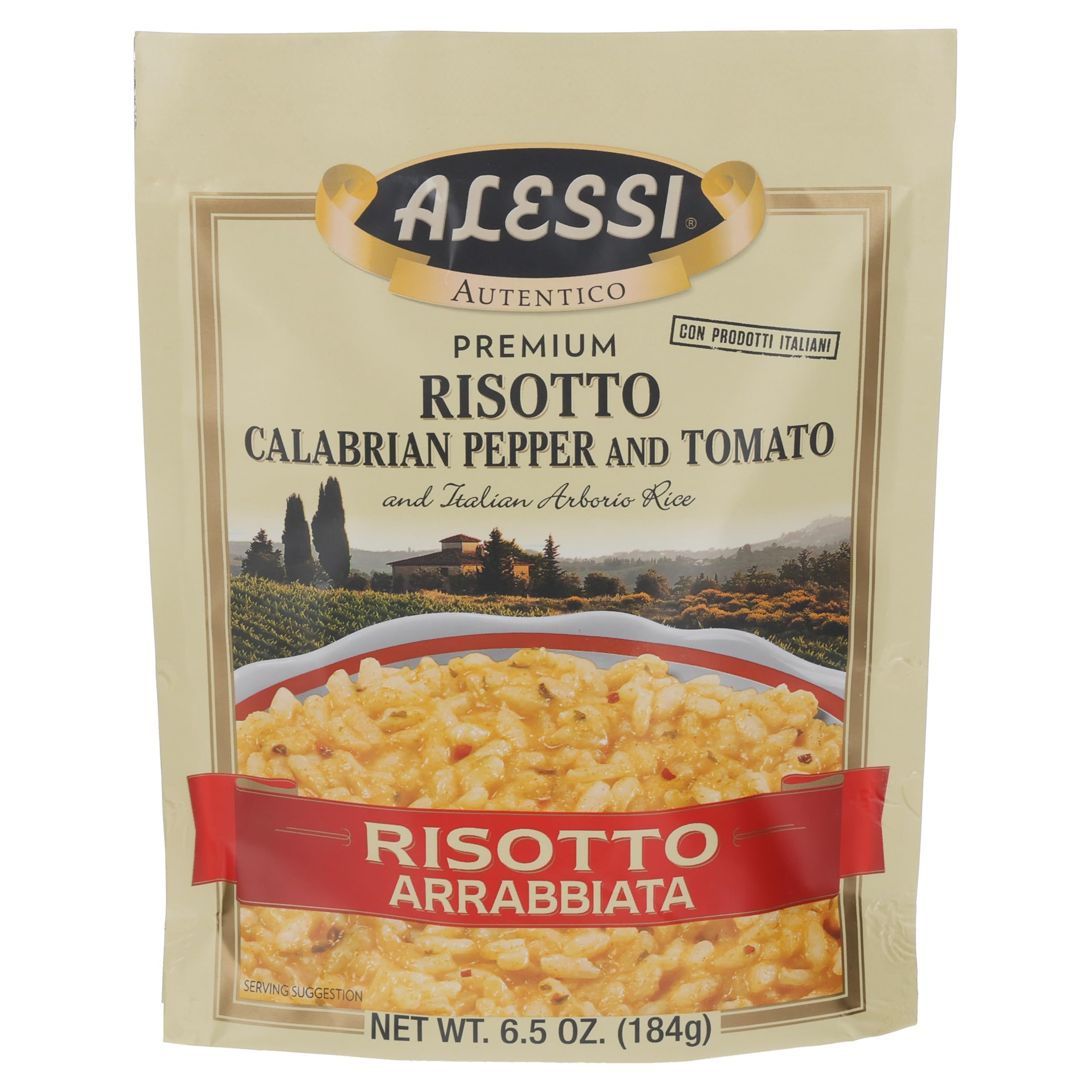Alessi Autentico, Premium Seasoned Risotto, Italian Arborio Rice, Easy to Prepare, 6.5 Ounce (Arrabbiata, Pack of 6)