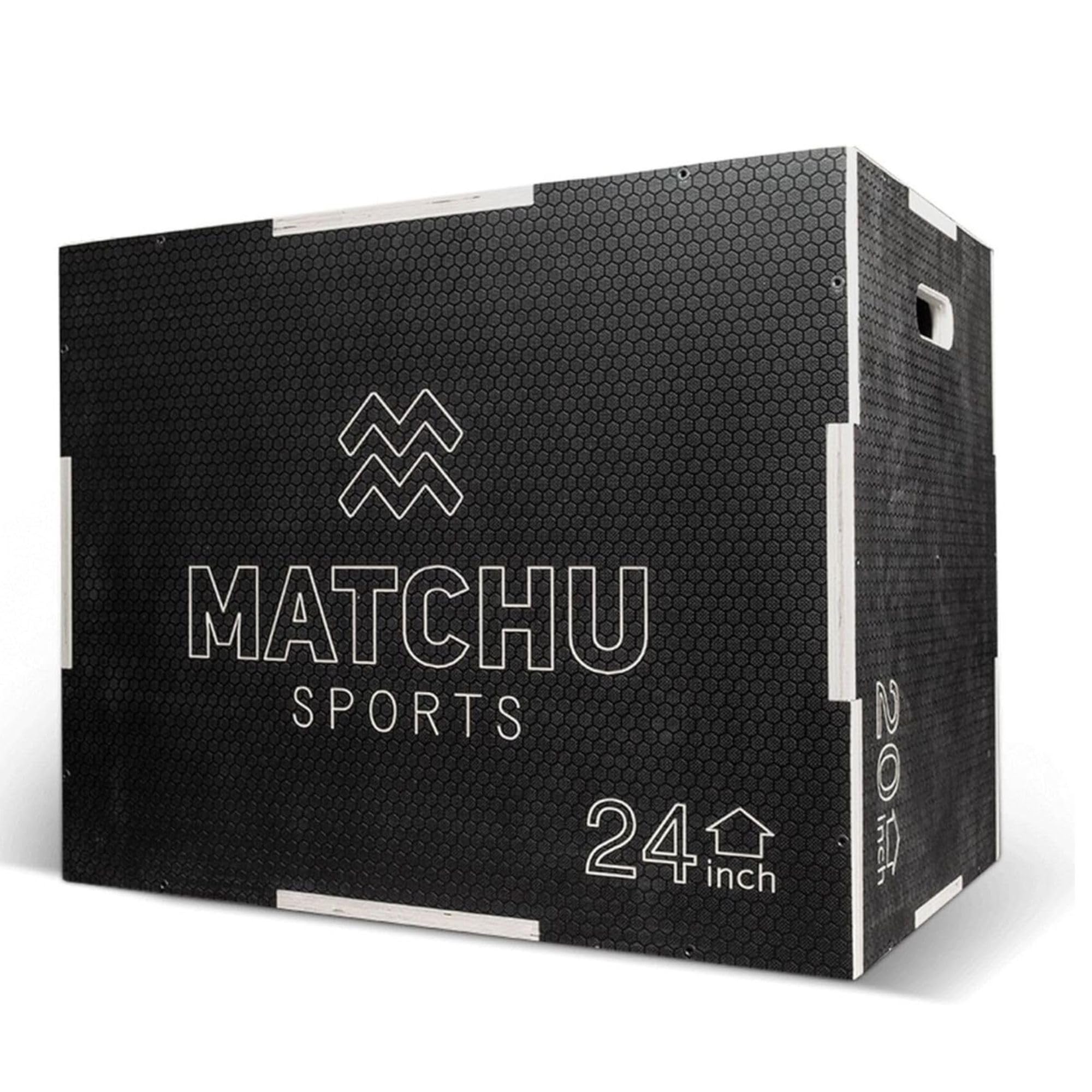 MATCHU - Plyo Box - Box Jump - Box Jump Box - Réglable - Surface antidérapante - Capacité de Charge jusqu'à 300 KG - Facilement transportable - Bois - Noir