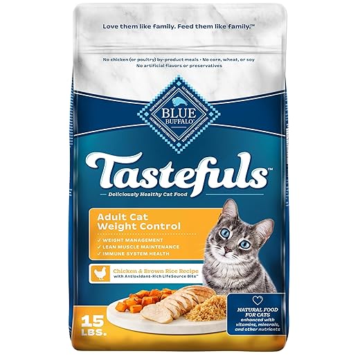 Blue Buffalo Tastefuls Natural Food for Adult Cats, Weight Control, 15-lb. Bag