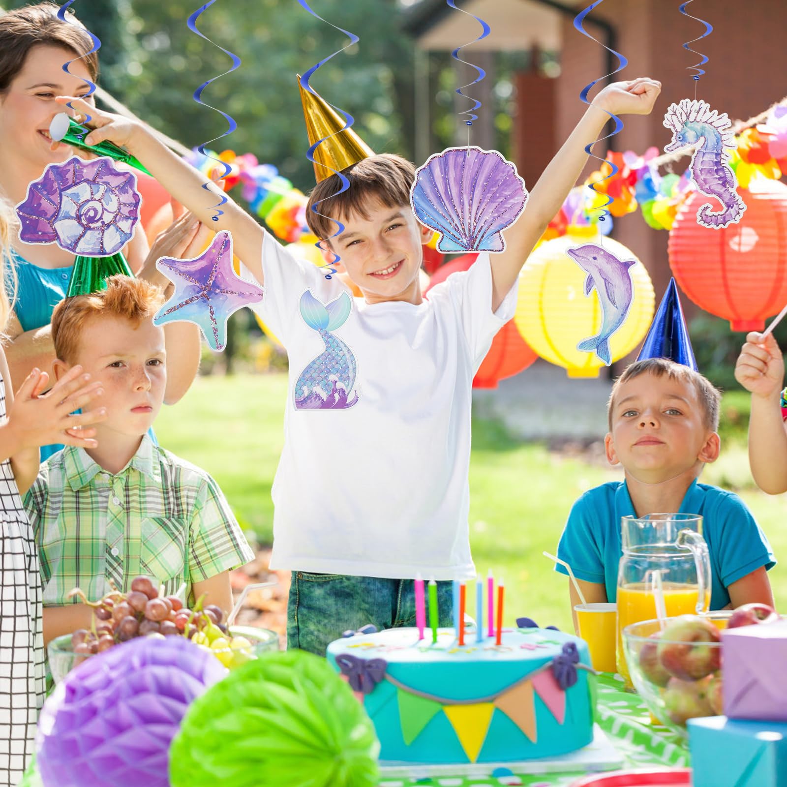 Remolinos Colgantes de Sirena, Fiesta Decoraciones de Sirena ,Decoraciones de Cumpleaños para Niños y Niñas, Decoración de Techo Tema de Océano
