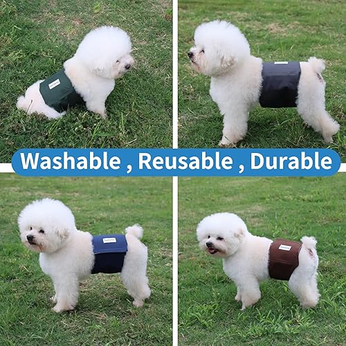 Susunyloviy Pañales lavables para perros machos, paquete de 5 pañales reutilizables súper absorbentes para perros medianos, bandas envolventes para