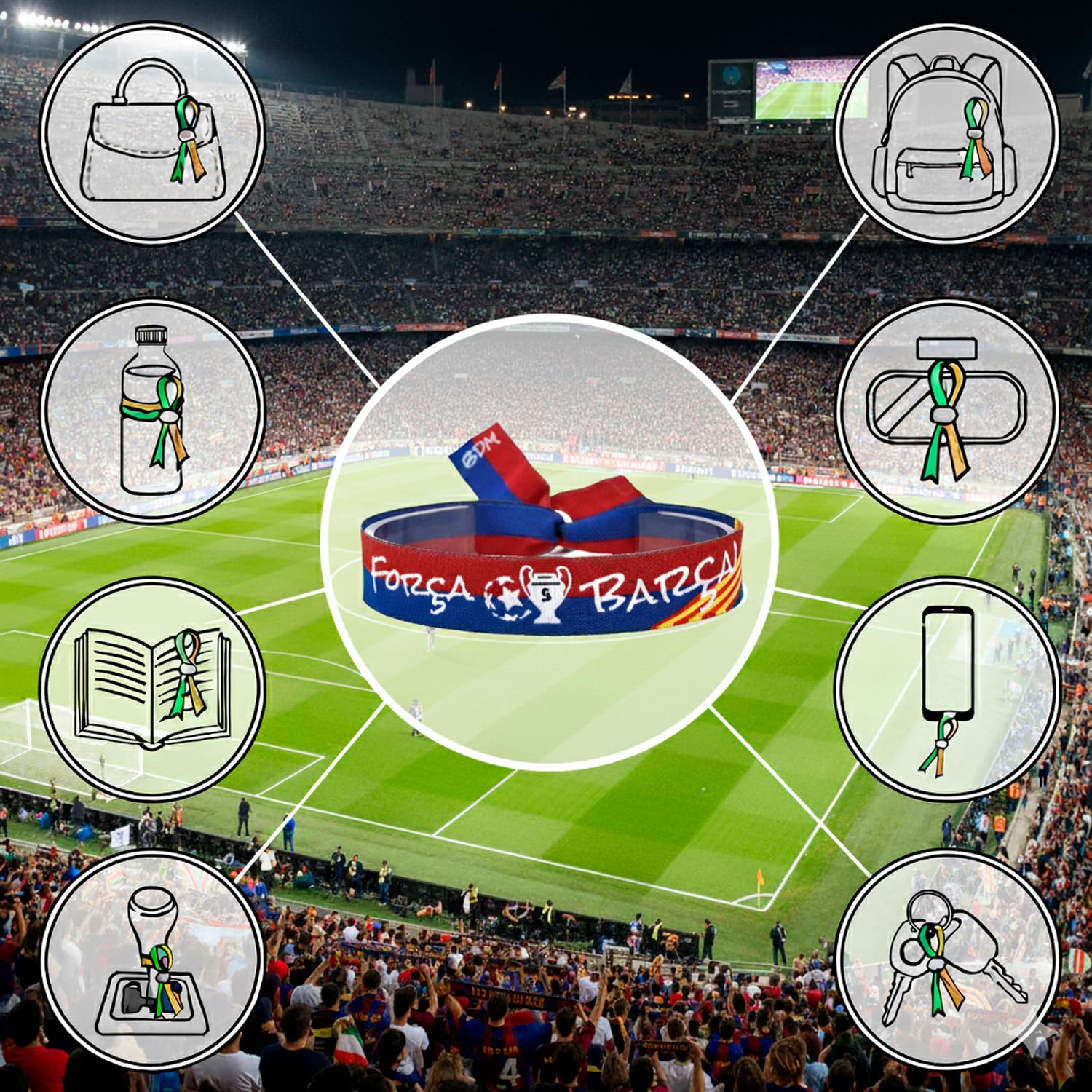 BDM Barcelone Football Bracelet Unisexe pour Tressage Hilo Hommes ou Femmes. Un pour Les Fans de l'équipe