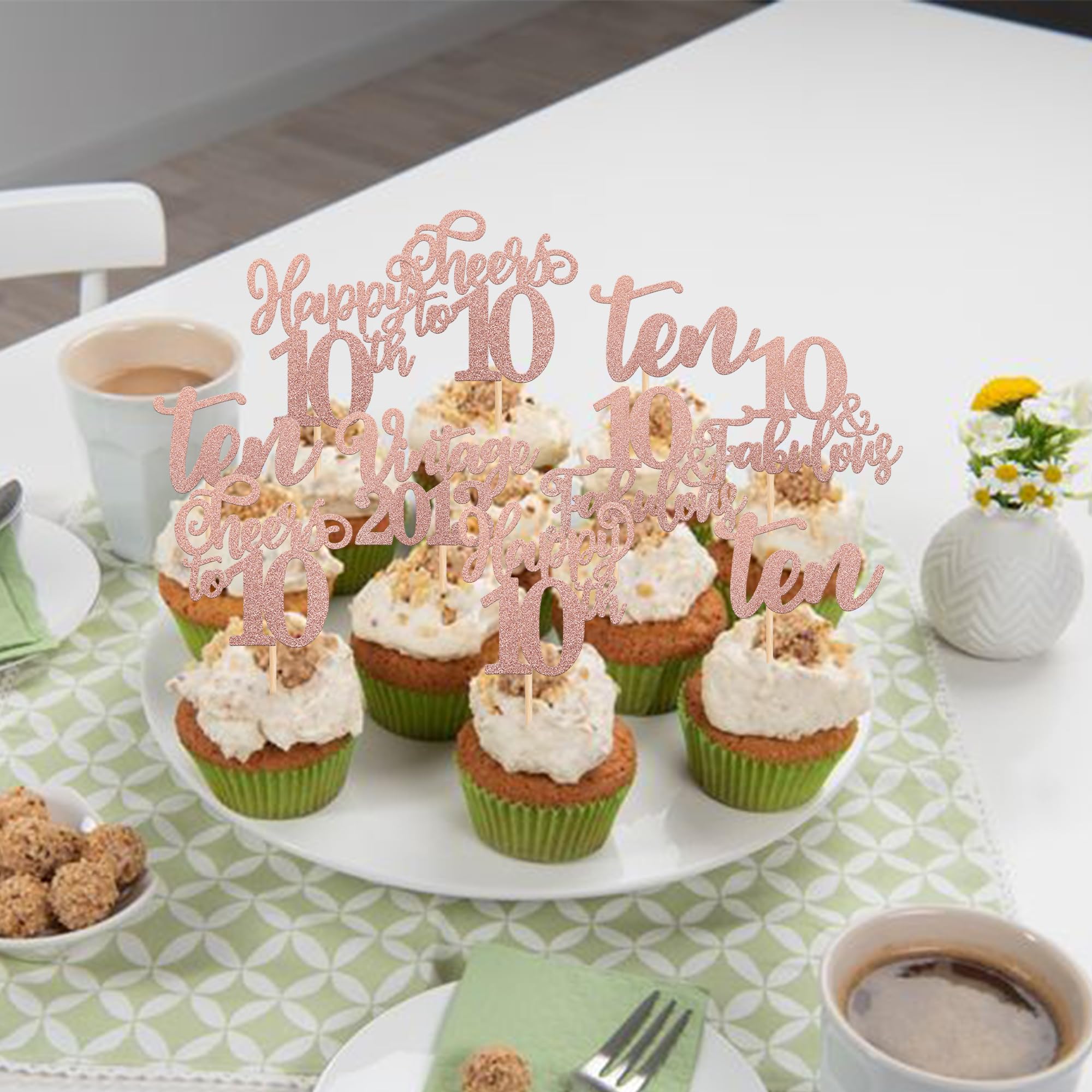 30 Stück Cupcake-Topper „Cheers To 13 Years“ – Glitzer, 13. Geburtstag, Rose Gold