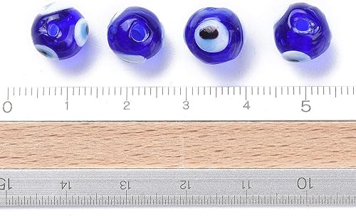 Miniatura 3 de Craftdady 200 cuentas de cristal de ojo malvado de 0.394 pulgadas hechas a mano, redondas, ojo de la suerte, ojo de la suerte, cuentas espaciadoras