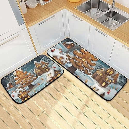 Miniatura 2 de Christmas Tree Kitchen Mat Set of 2, Non-Slip Kitchen Rug for Floor, Waterproof Sink Carpet for Home, Office, Laundry 20848428