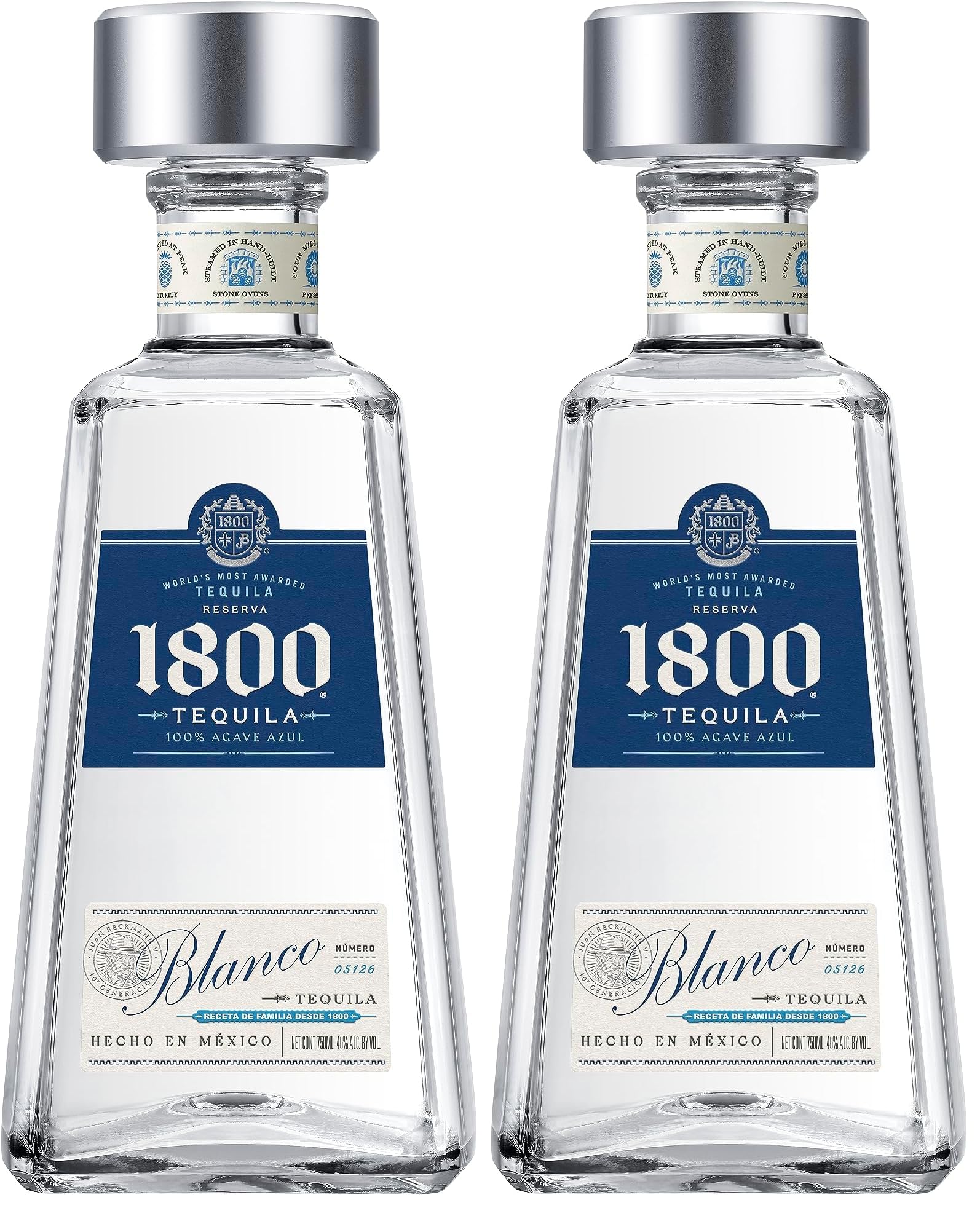 1800 Reposado Tequila 38% vol. 0,7l Packung mit 2 100% blaue Weber-Agave
