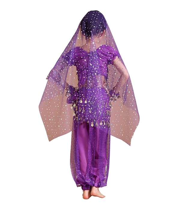 Astage Children Indian Belly Dance Girl Costume Halloween Performance Sets Purple Medium Fits 7-10 years by Astage - Used condition - US$29.38