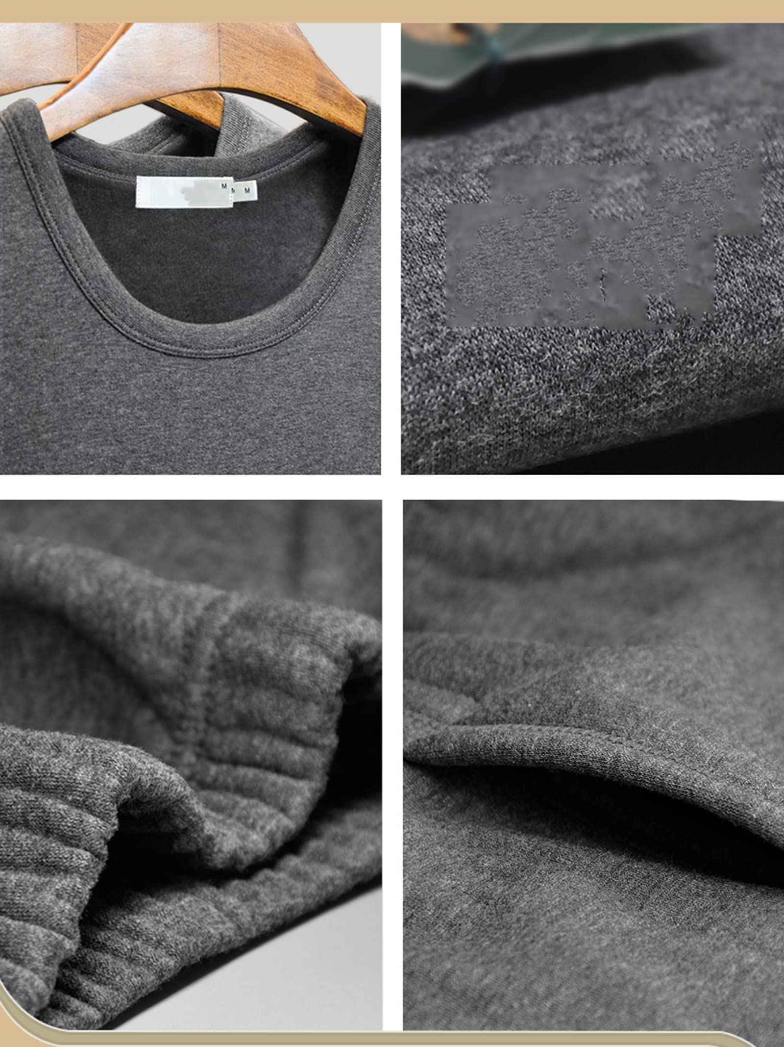 Lfzhjzc Intimo Termico Per Uomo, Pile Ultra Morbido, Set Di 2 Traspiranti, Superiore E Inferiore, Per Strati Di Base Foderati In Pile Per Il Freddo (Color : Light Grey, Size : XX-Large - Foto 11