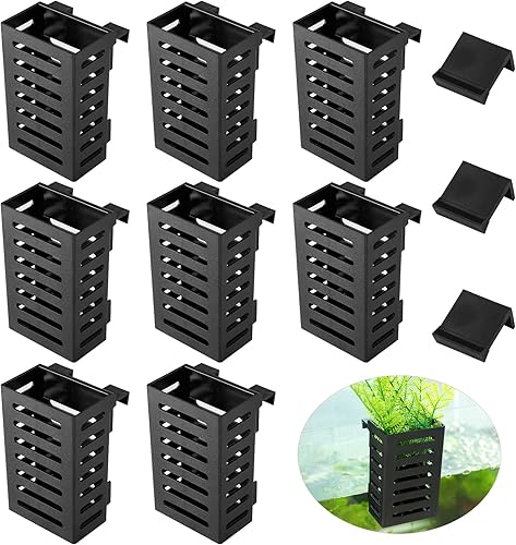 Dandat 8 piezas de soporte para plantas de acuario colgante, maceta de acuario con diferentes tamaños de soporte, maceta acuática, accesorios de