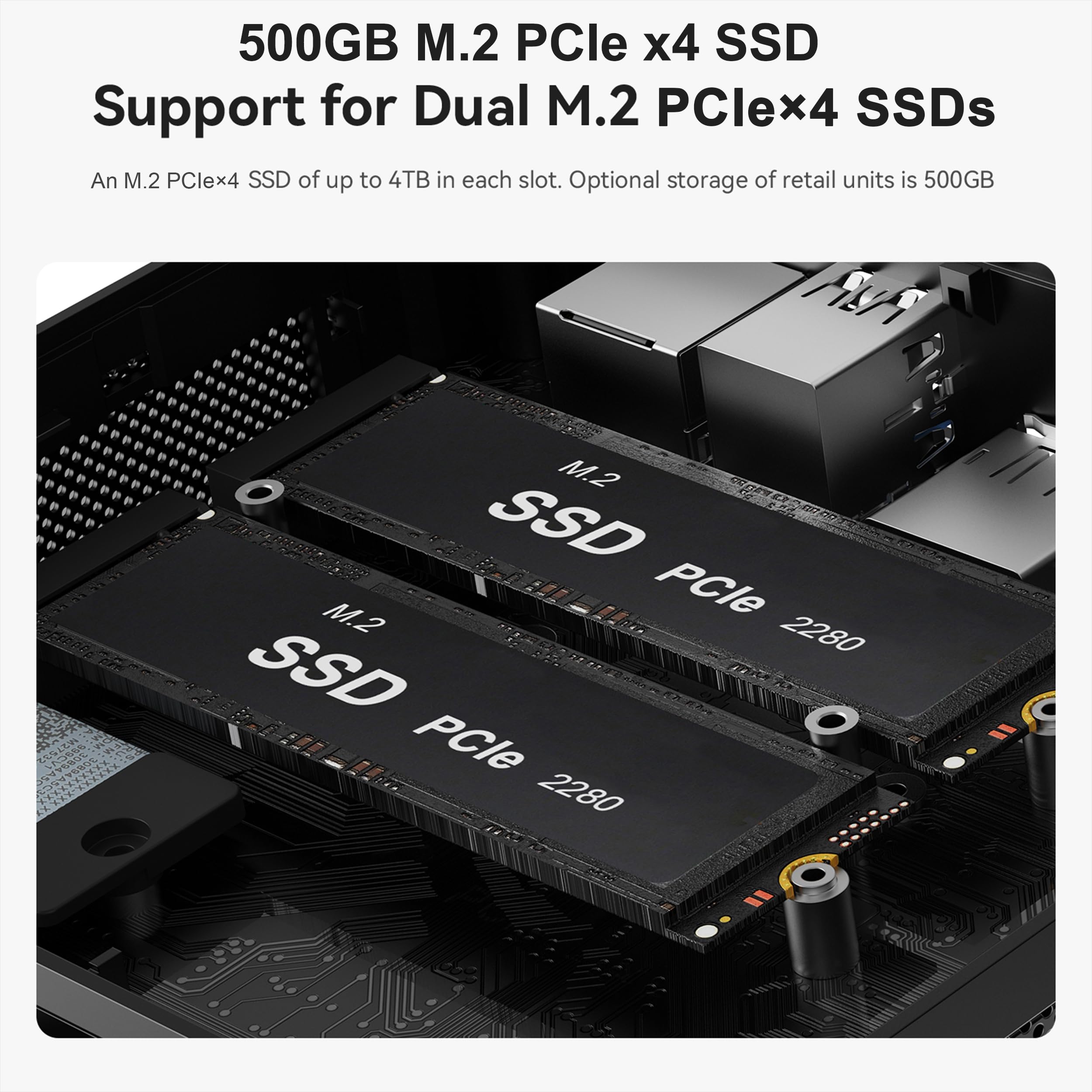 Beelink SEI Mini PC, AMD Ryzen 7 7735HS(up to 4.75GHz), 24GB LPDDR5 500GB PCIe x4, Radeon 680M Graphics Triple 4K Display, 2.5G LAN, Office Mini Desktop Computer — view 6